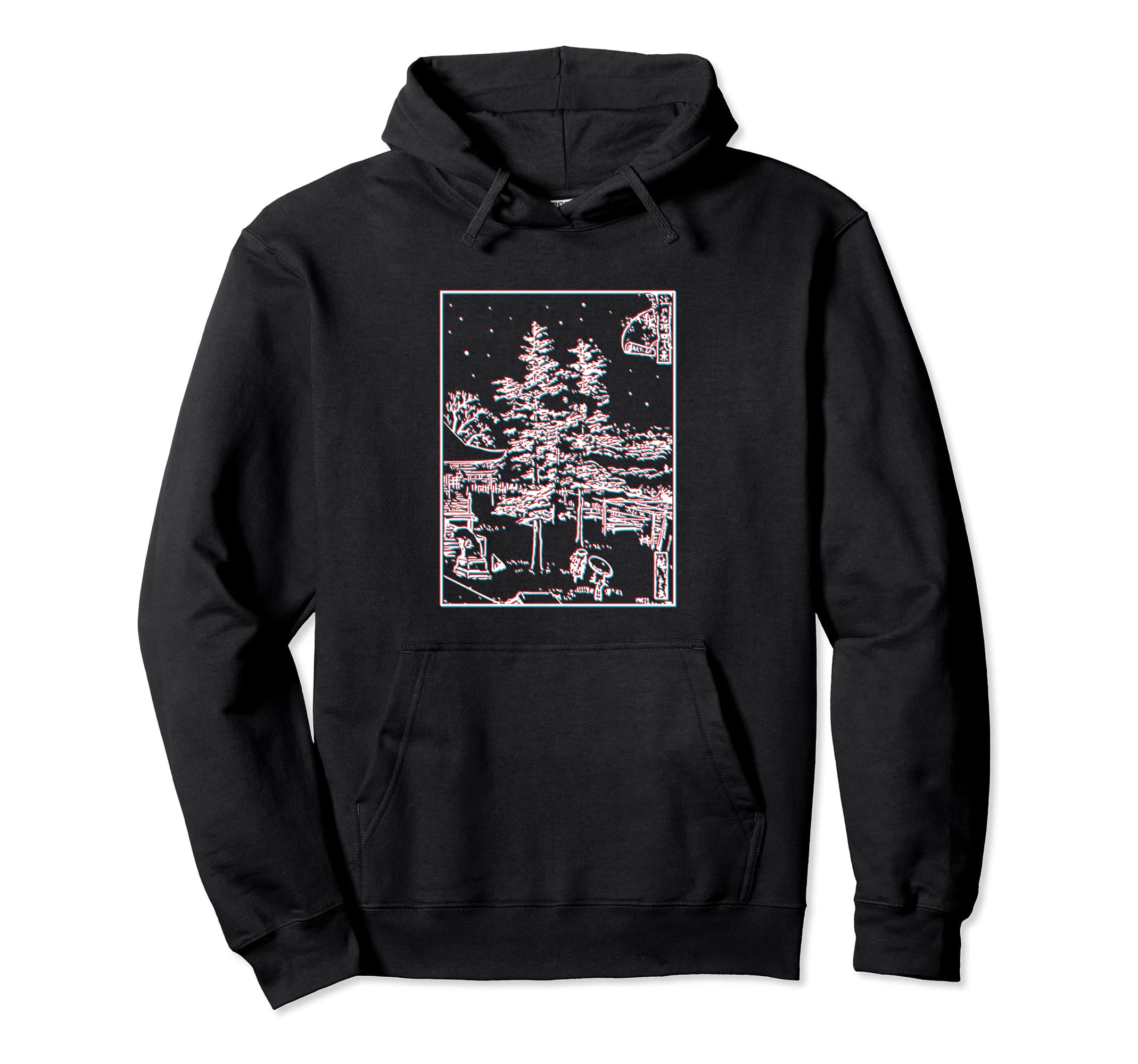Tokyo Temple Japan Night Scene Japanese Hoodie - Custom Art Print Unisex - T-Shirt, Sweatshirt, Hoodie
