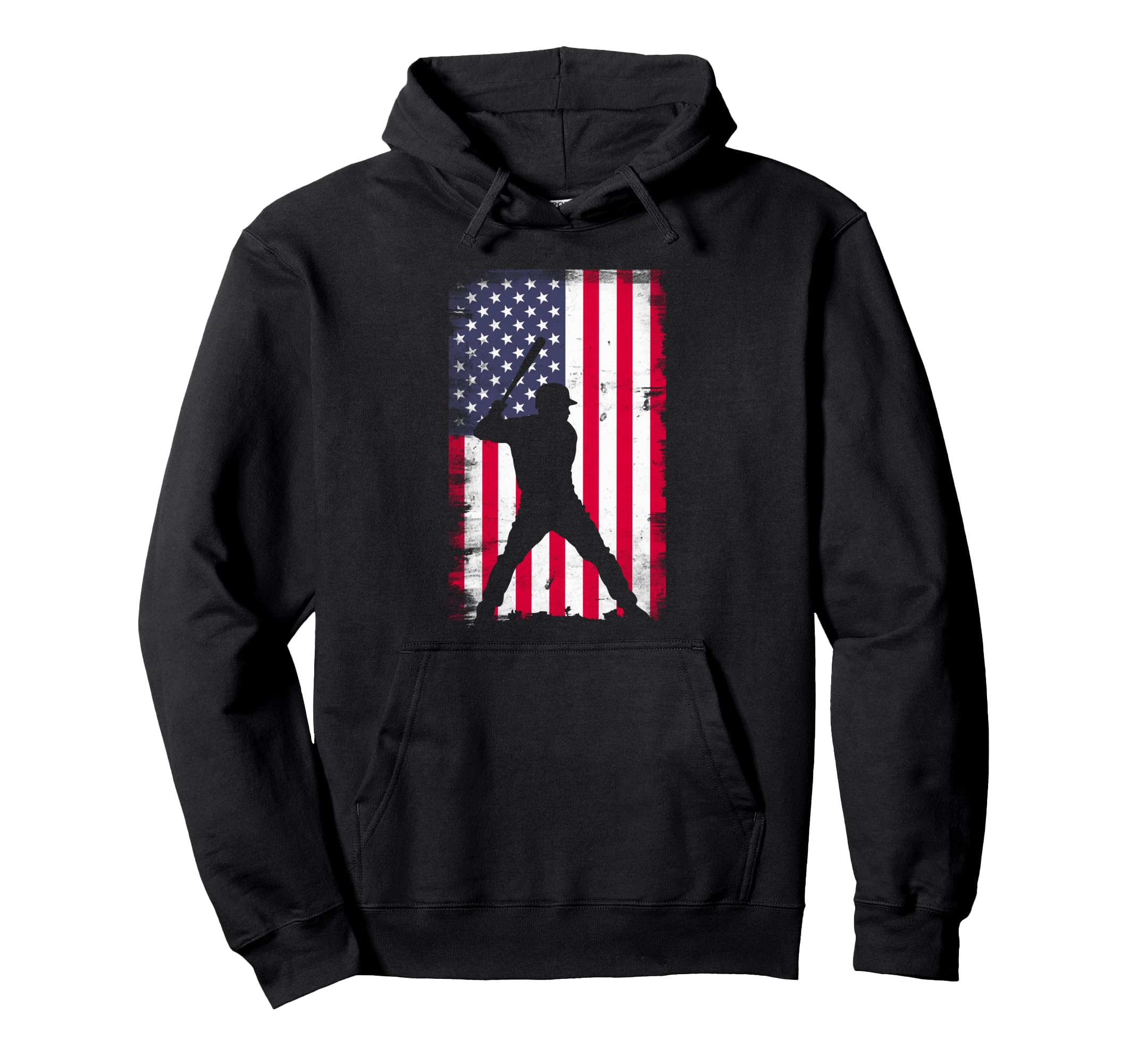 Baseball Usa Flag Patriotic Hoodie - Casual Everyday Wear for Adults - T-Shirt, Sweatshirt, Hoodie