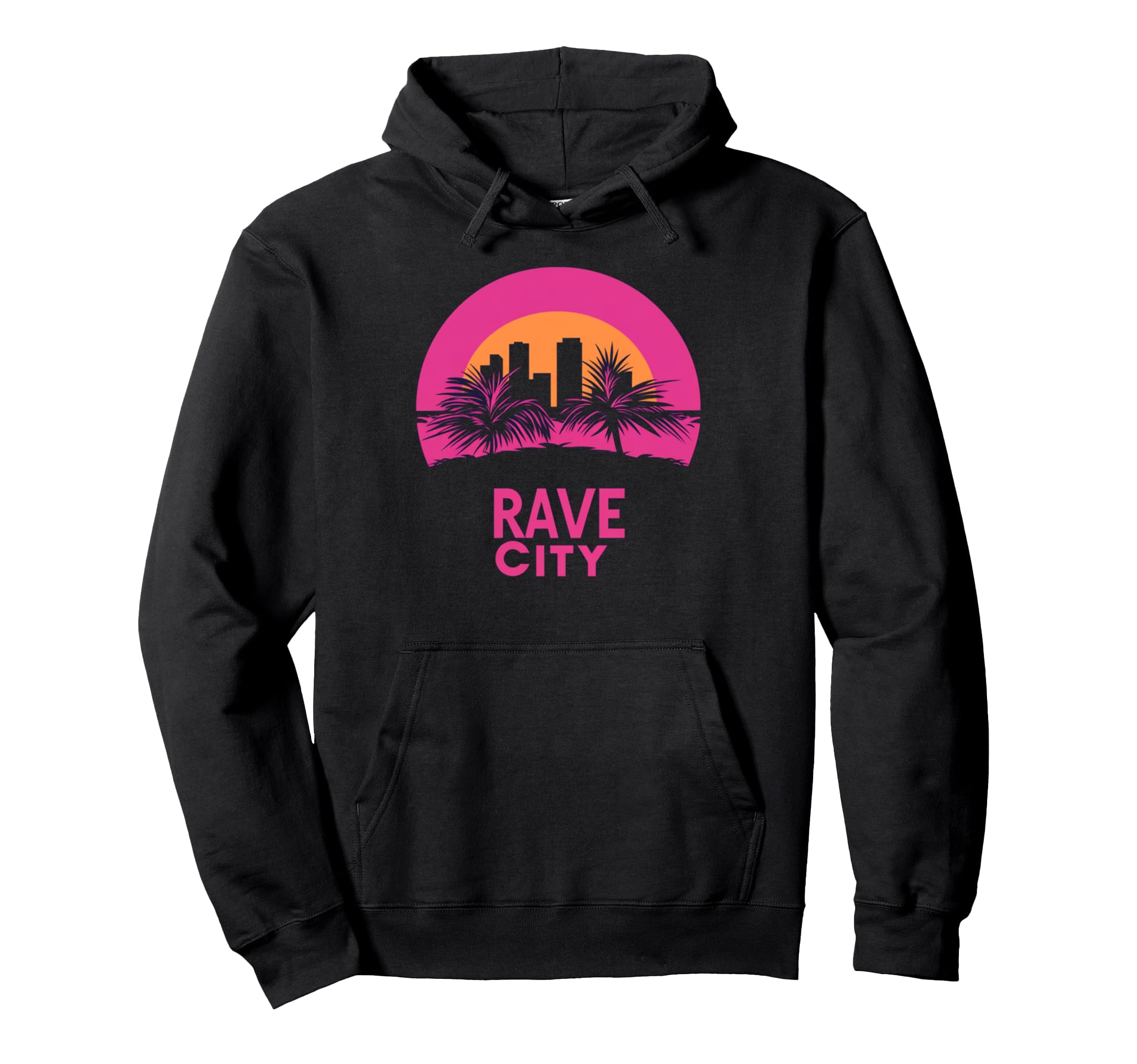 90S Vaporwave Aesthetic Palm Trees Hoodie - Fun Novelty Design for Adults - T-Shirt, Sweatshirt, Hoodie