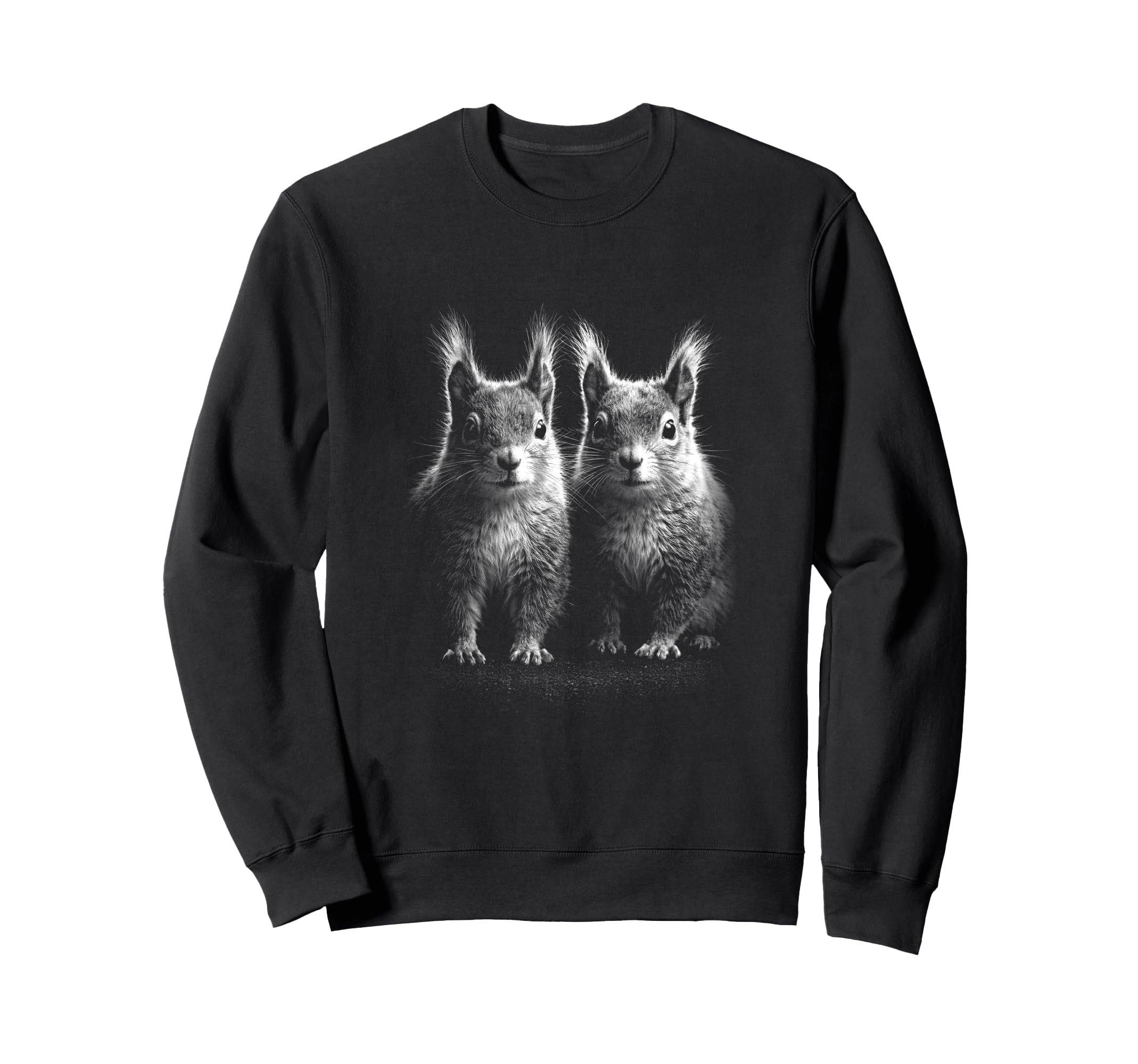 Twin Squirrels Black And White Sweatshirt - Fun Novelty Design Unisex - T-Shirt, Sweatshirt, Hoodie