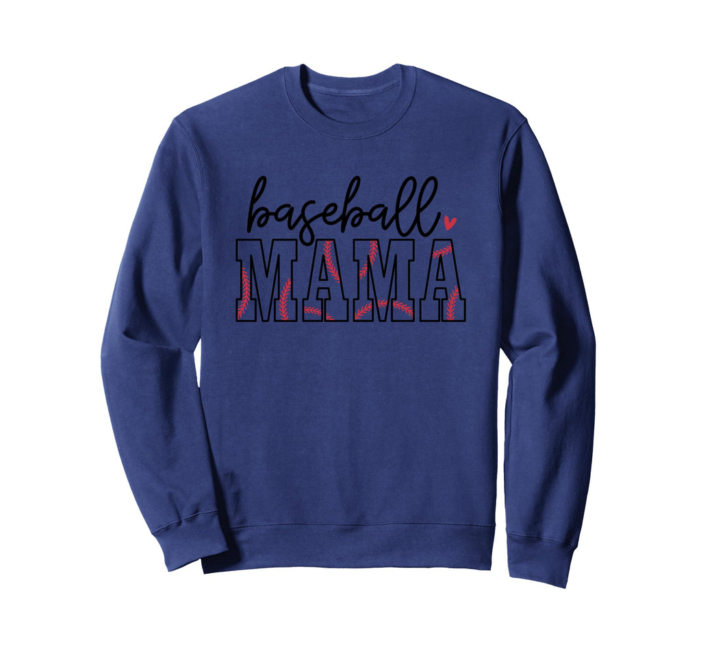 Baseball Mama Heart Stitching Sweatshirt - Casual Everyday Wear for Adults - T-Shirt, Sweatshirt, Hoodie