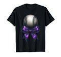Baseball Mama Purple Bow Sport Festive T-Shirt - Minimalist Print Unisex - T-Shirt, Sweatshirt, Hoodie