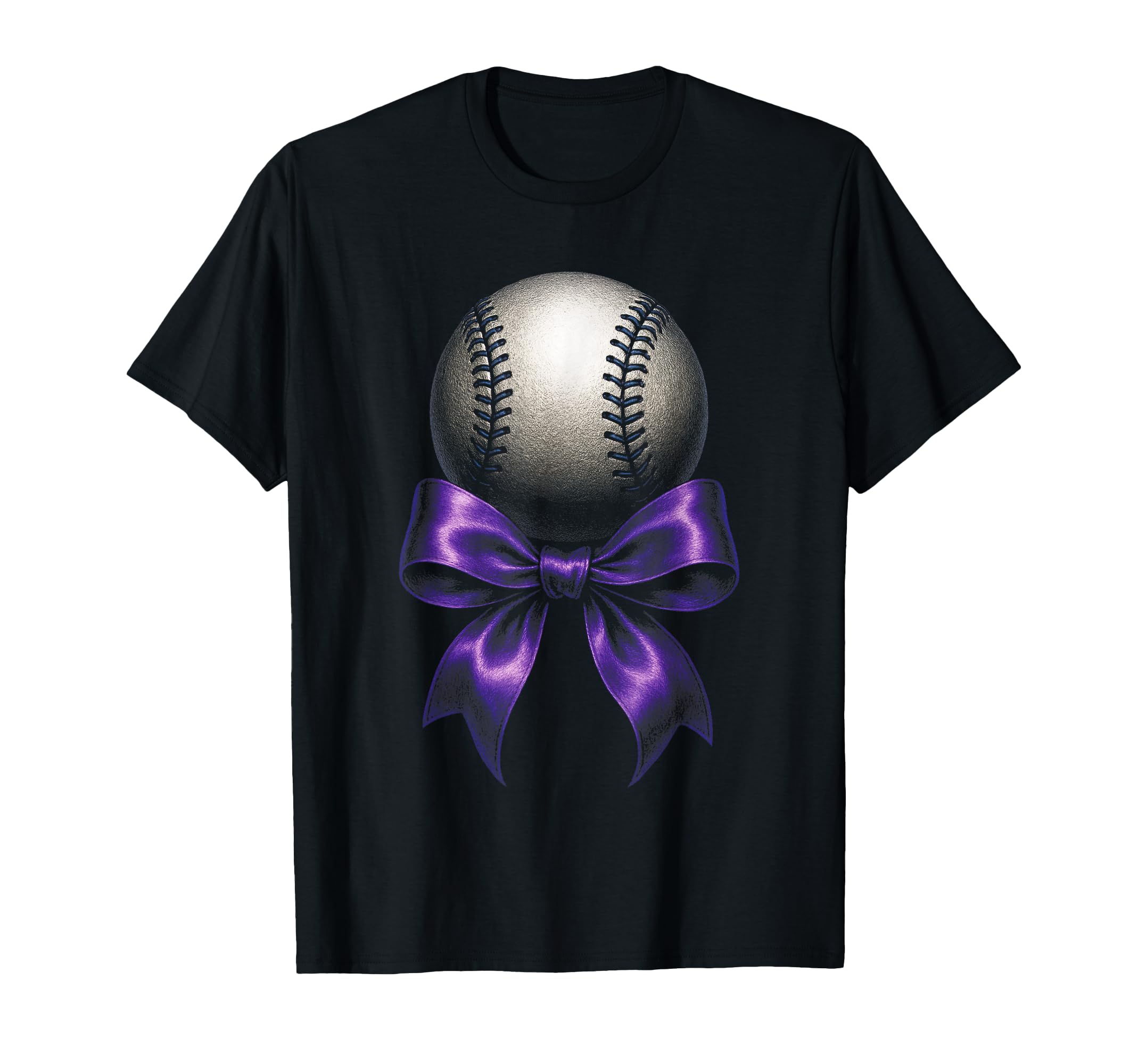 Baseball Mama Purple Bow Sport Festive T-Shirt - Minimalist Print Unisex - T-Shirt, Sweatshirt, Hoodie