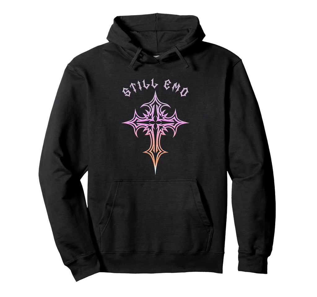 Still Emo Gothic Cross Y2K Aesthetic Hoodie - Novelty Apparel for Adults - T-Shirt, Sweatshirt, Hoodie