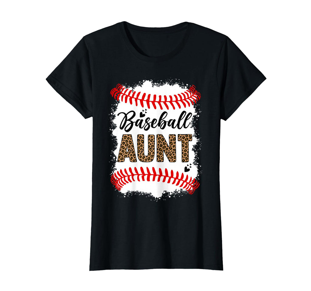 Baseball Aunt Leopard Pattern Baseball T-Shirt - Graphic Print Unisex - T-Shirt, Sweatshirt, Hoodie