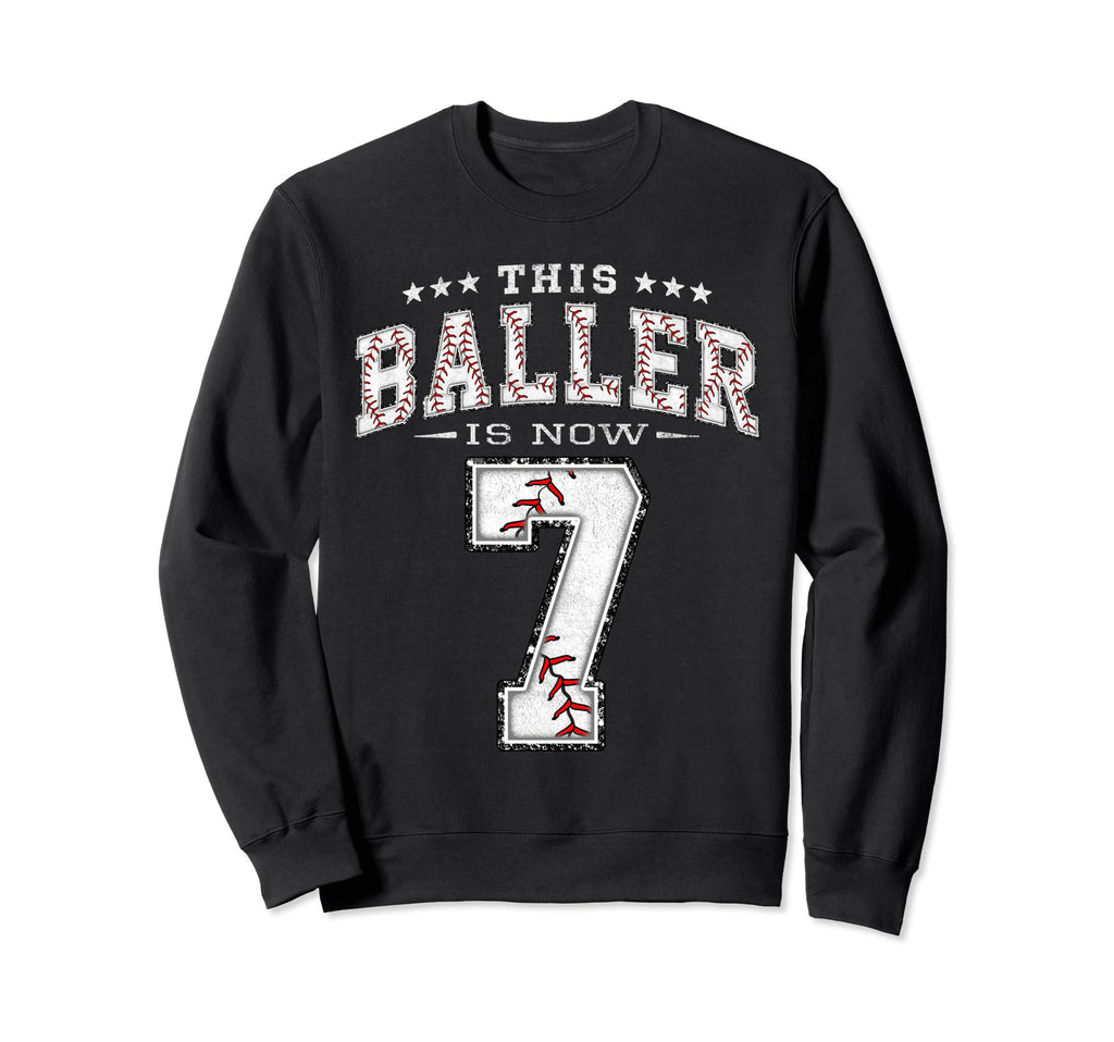 7 Years Old Birthday Baseball Theme Sweatshirt - Unique Graphic for Adults - T-Shirt, Sweatshirt, Hoodie