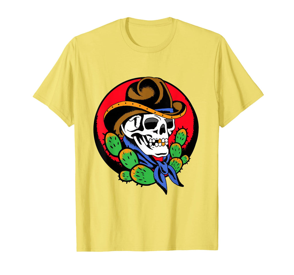 Cowboy Skull Western Traditional T-Shirt - Custom Art Print Men Women - T-Shirt, Sweatshirt, Hoodie