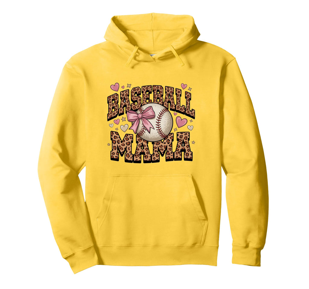 Baseball Mama Leopard Hoodie - Unique Graphic Unisex - T-Shirt, Sweatshirt, Hoodie