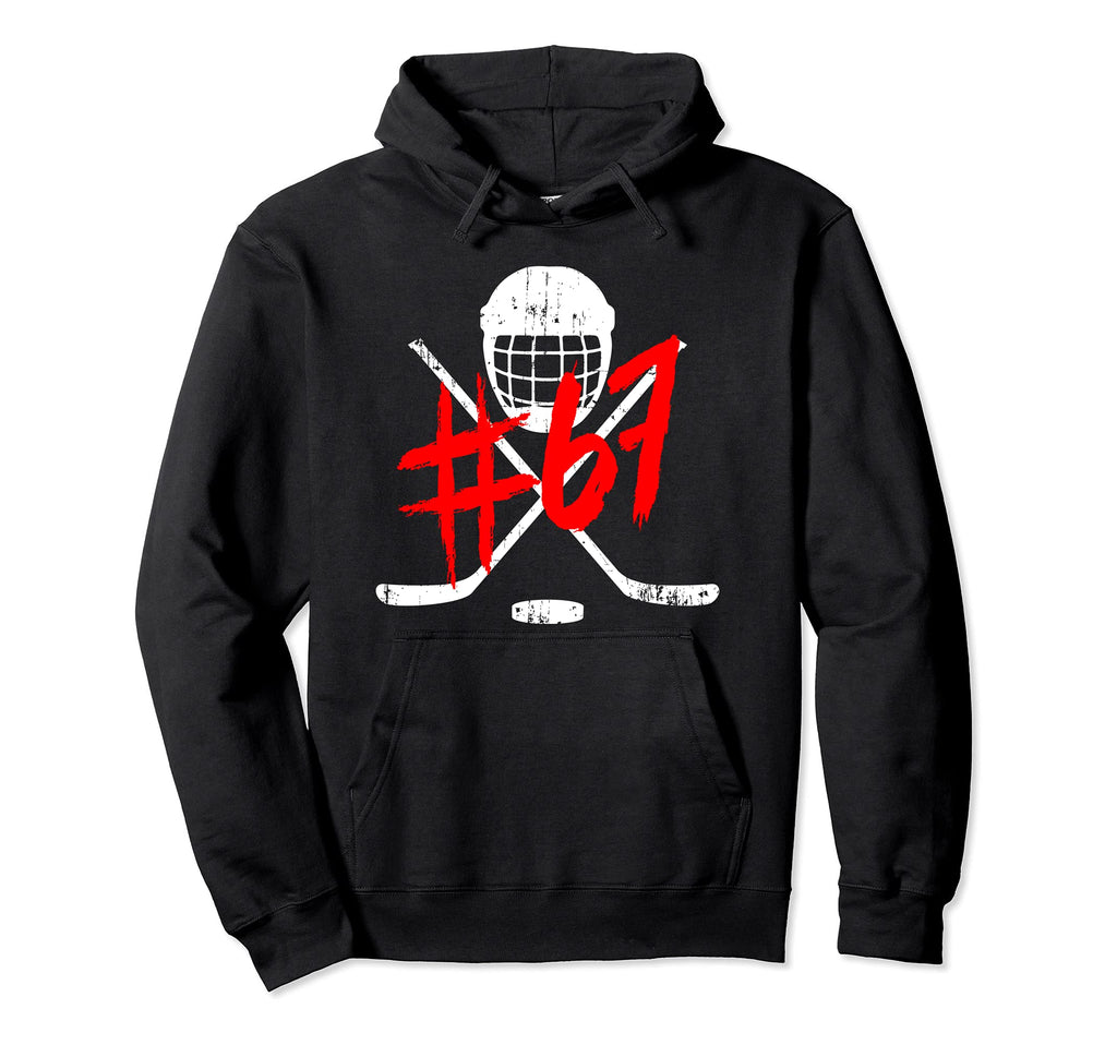 Hockey 67 Jersey Number Hoodie - Novelty Apparel Unisex - T-Shirt, Sweatshirt, Hoodie