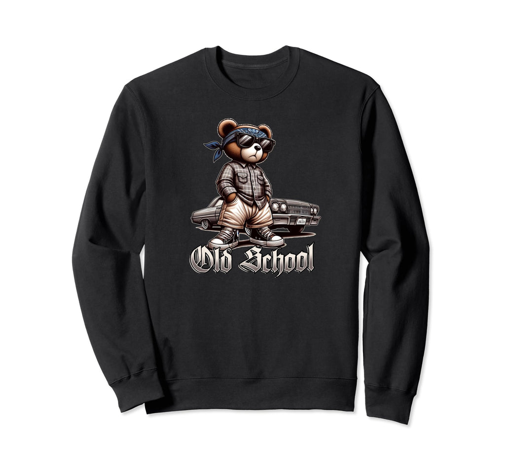 Old School Hip Hop Teddy Bear Sweatshirt - Casual Everyday Wear Men Women - T-Shirt, Sweatshirt, Hoodie
