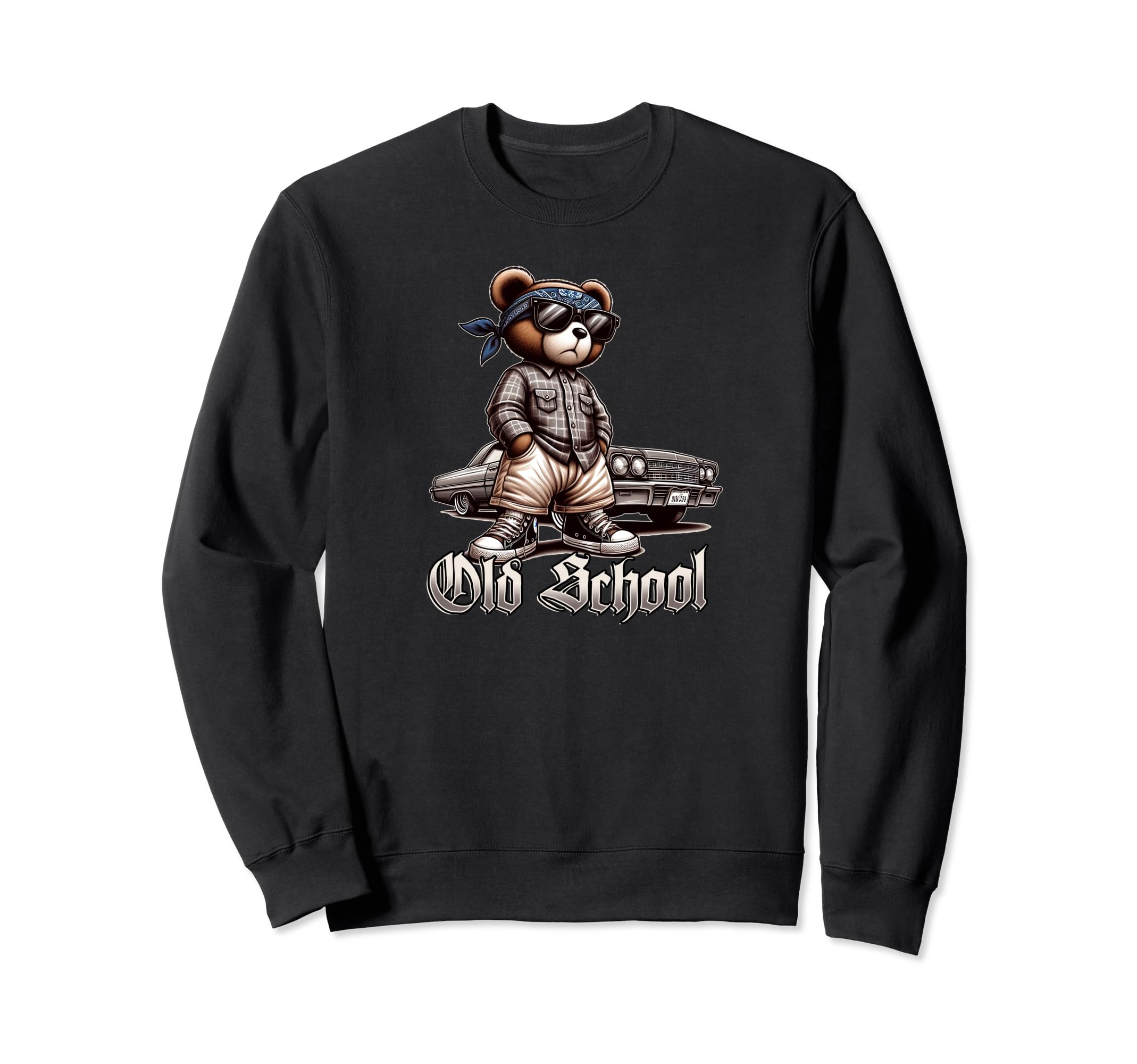 Old School Hip Hop Teddy Bear Sweatshirt - Casual Everyday Wear Men Women - T-Shirt, Sweatshirt, Hoodie