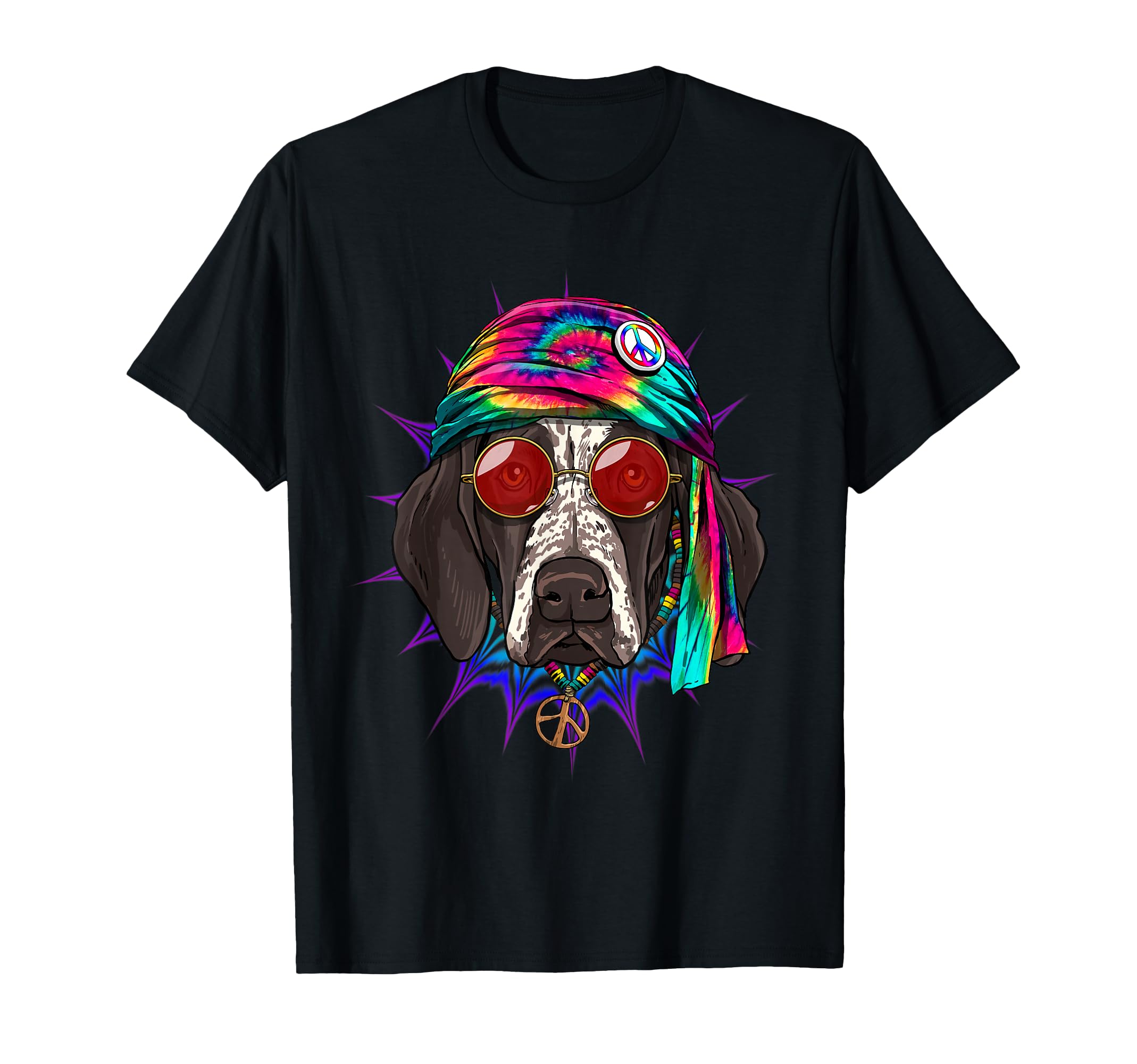 Tie Dye Hippie German Shorthaired T-Shirt - Custom Art Print Men Women - T-Shirt, Sweatshirt, Hoodie