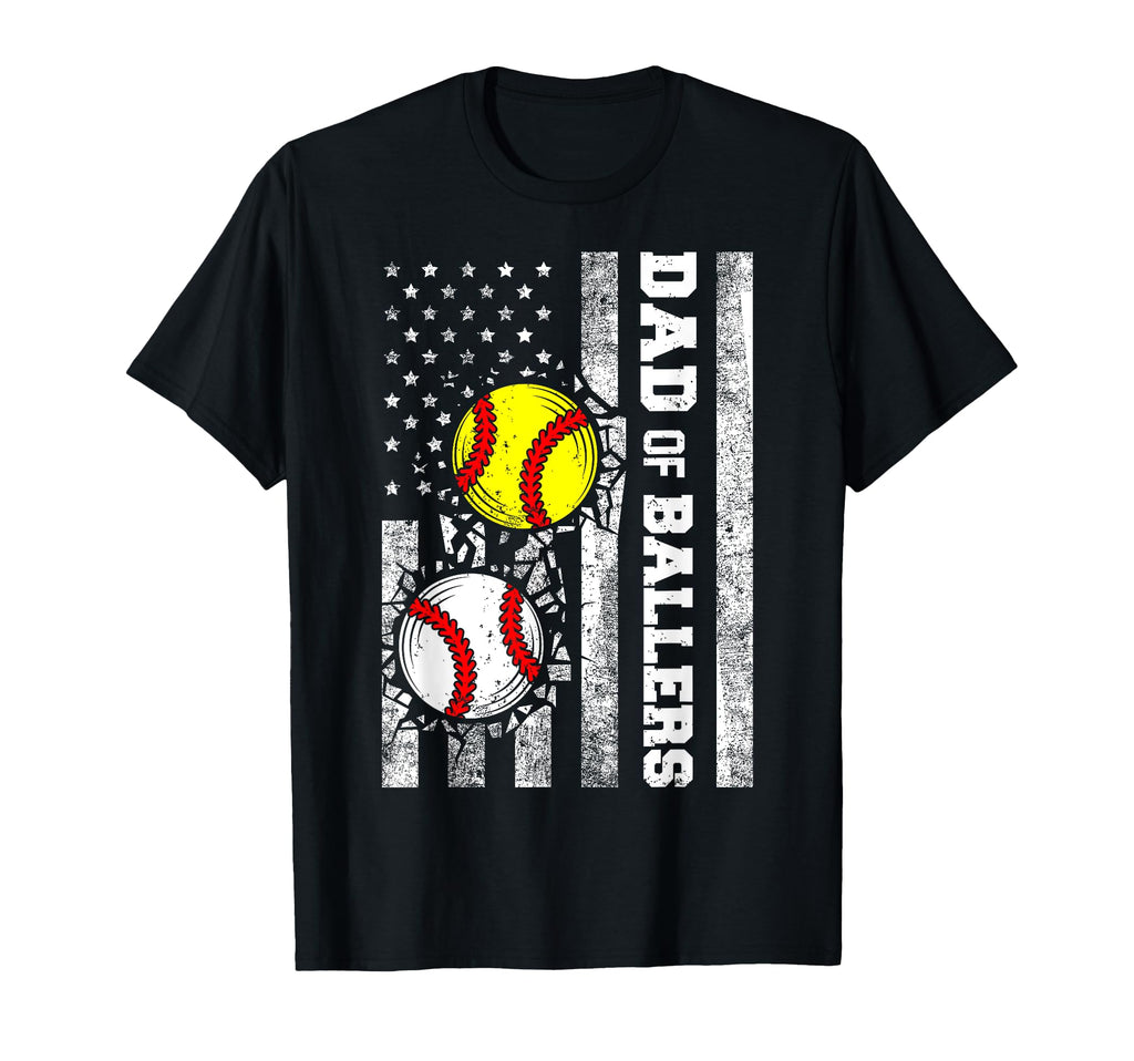 Dad Ballers Funny Usa Flag Baseball T-Shirt - Graphic Print Unisex - T-Shirt, Sweatshirt, Hoodie