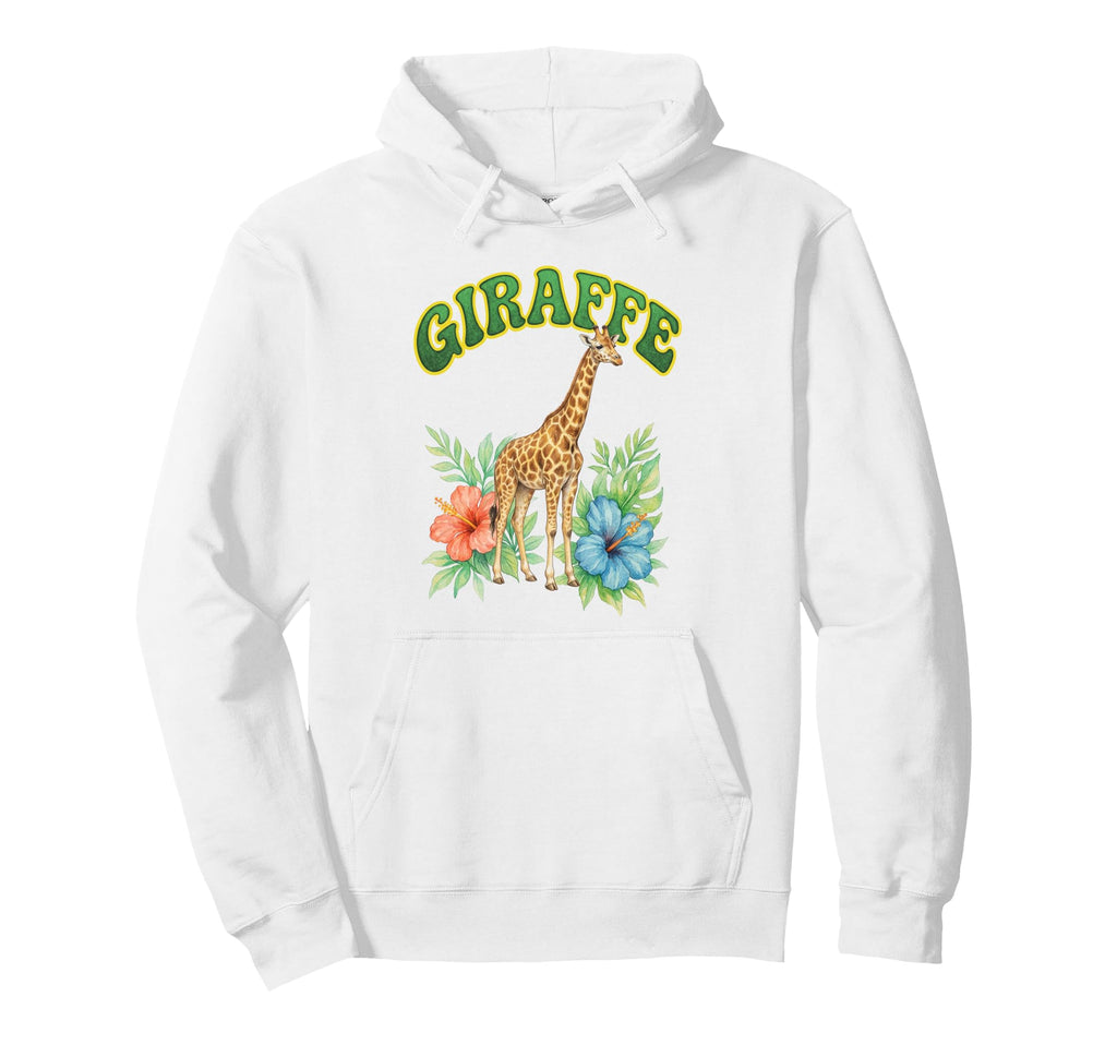Giraffe Groovy Floral Giraffe Hoodie - Custom Art Print Men Women - T-Shirt, Sweatshirt, Hoodie