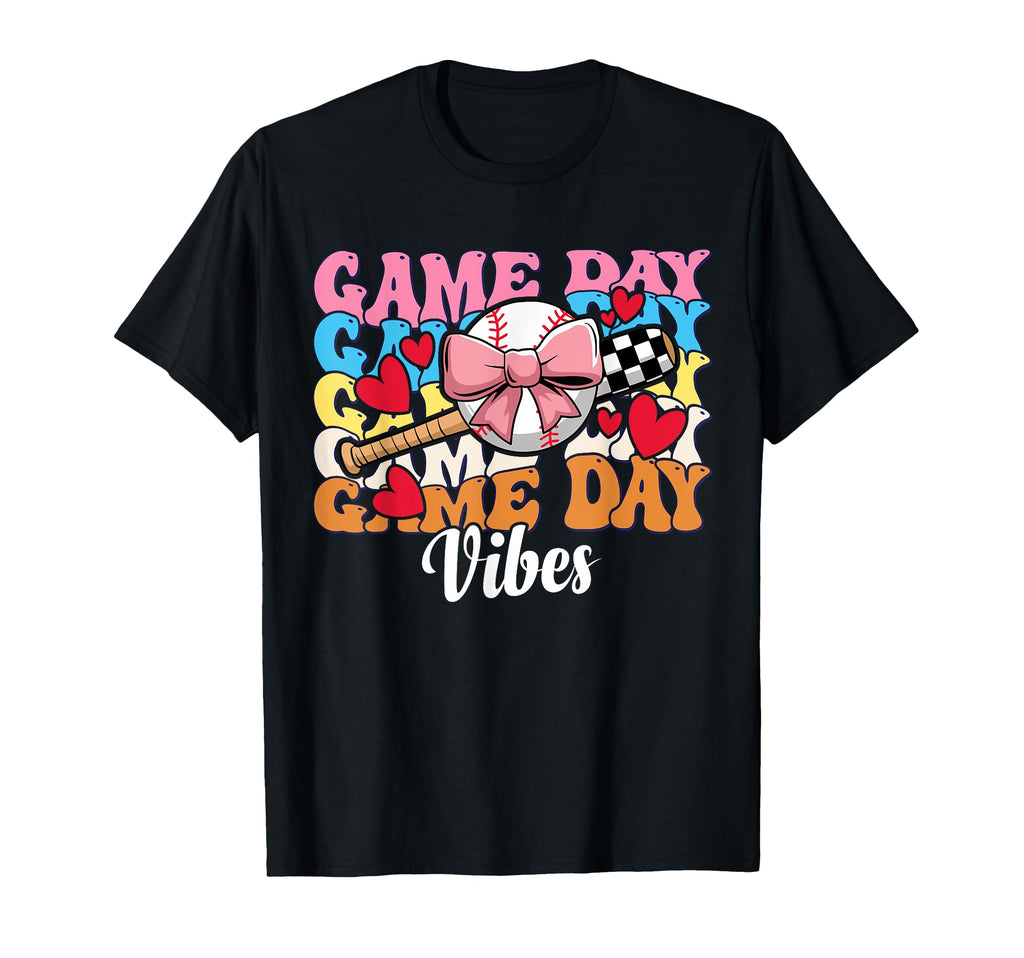 Game Day Vibes Coquette Bow Softball T-Shirt - Minimalist Print for Adults - T-Shirt, Sweatshirt, Hoodie