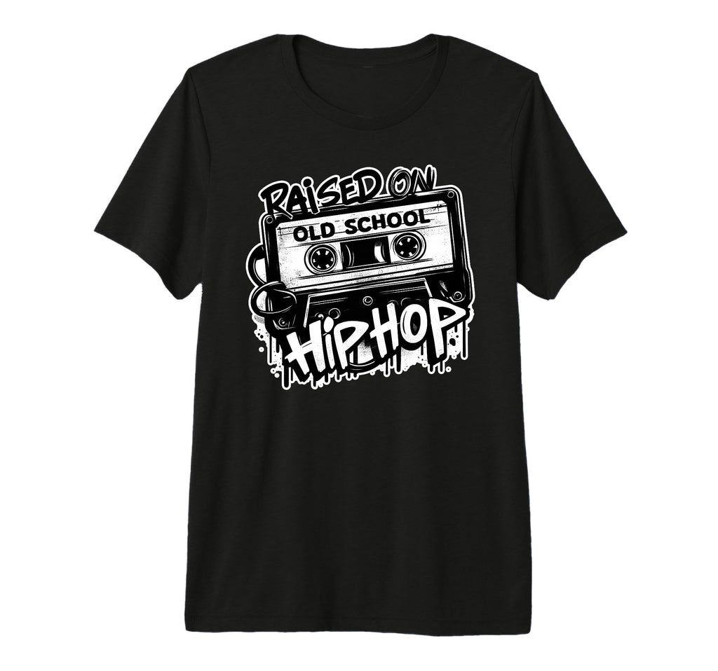 Raised Old School Hip Hop 80S 90S T-Shirt - Fun Novelty Design for Adults - T-Shirt, Sweatshirt, Hoodie