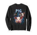 Pig 90S Heavy Metal Pig Farm Animal Sweatshirt - Graphic Print Unisex - T-Shirt, Sweatshirt, Hoodie