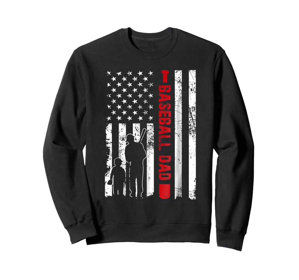 Proud Baseball Dad American Flag Sweatshirt - Custom Art Print for Adults - T-Shirt, Sweatshirt, Hoodie