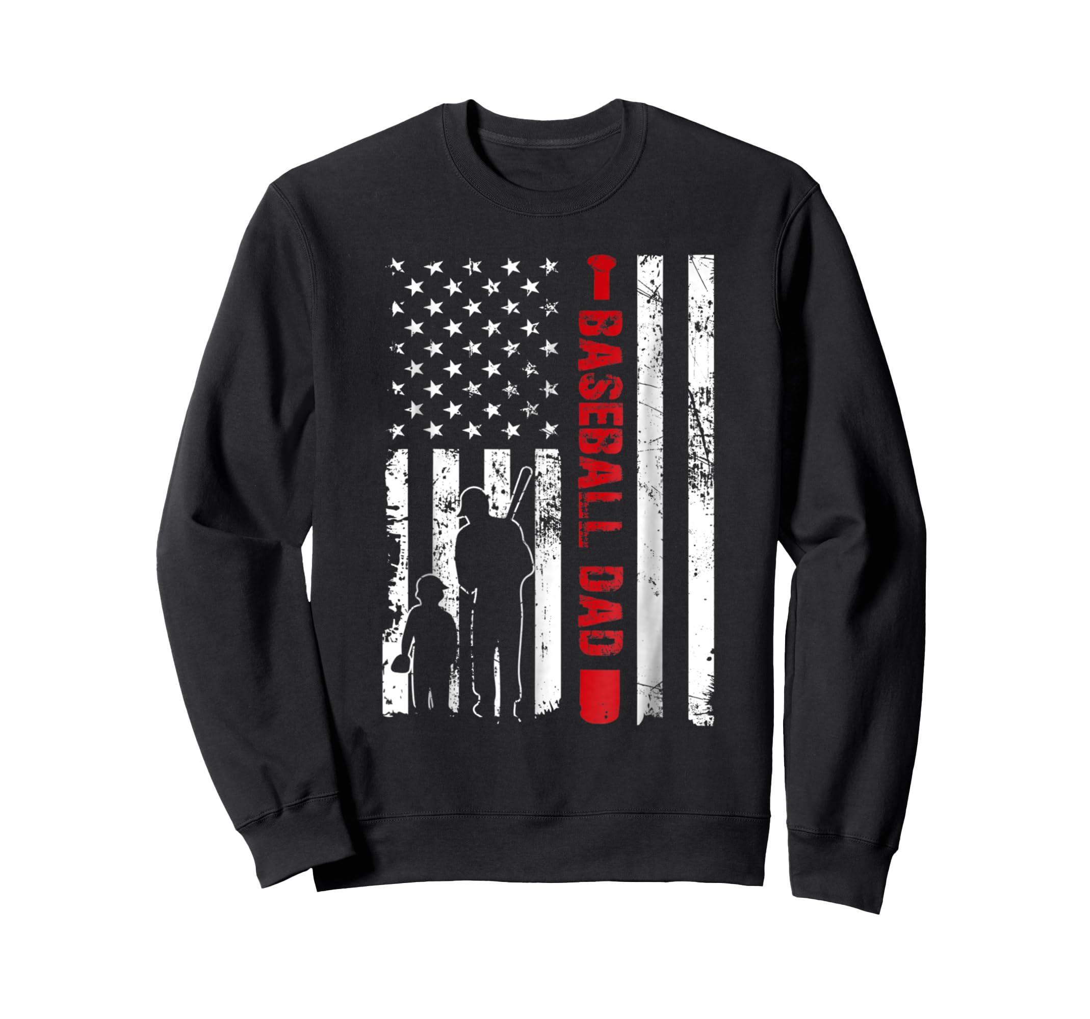 Proud Baseball Dad American Flag Sweatshirt - Custom Art Print for Adults - T-Shirt, Sweatshirt, Hoodie