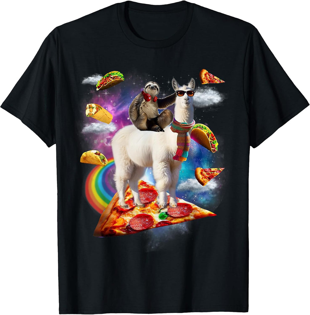 Funny Rainbow Sloth Llama in space Co. - Adult & Kids T-Shirts, Sweatshirts & Hoodies apparel design preview 1