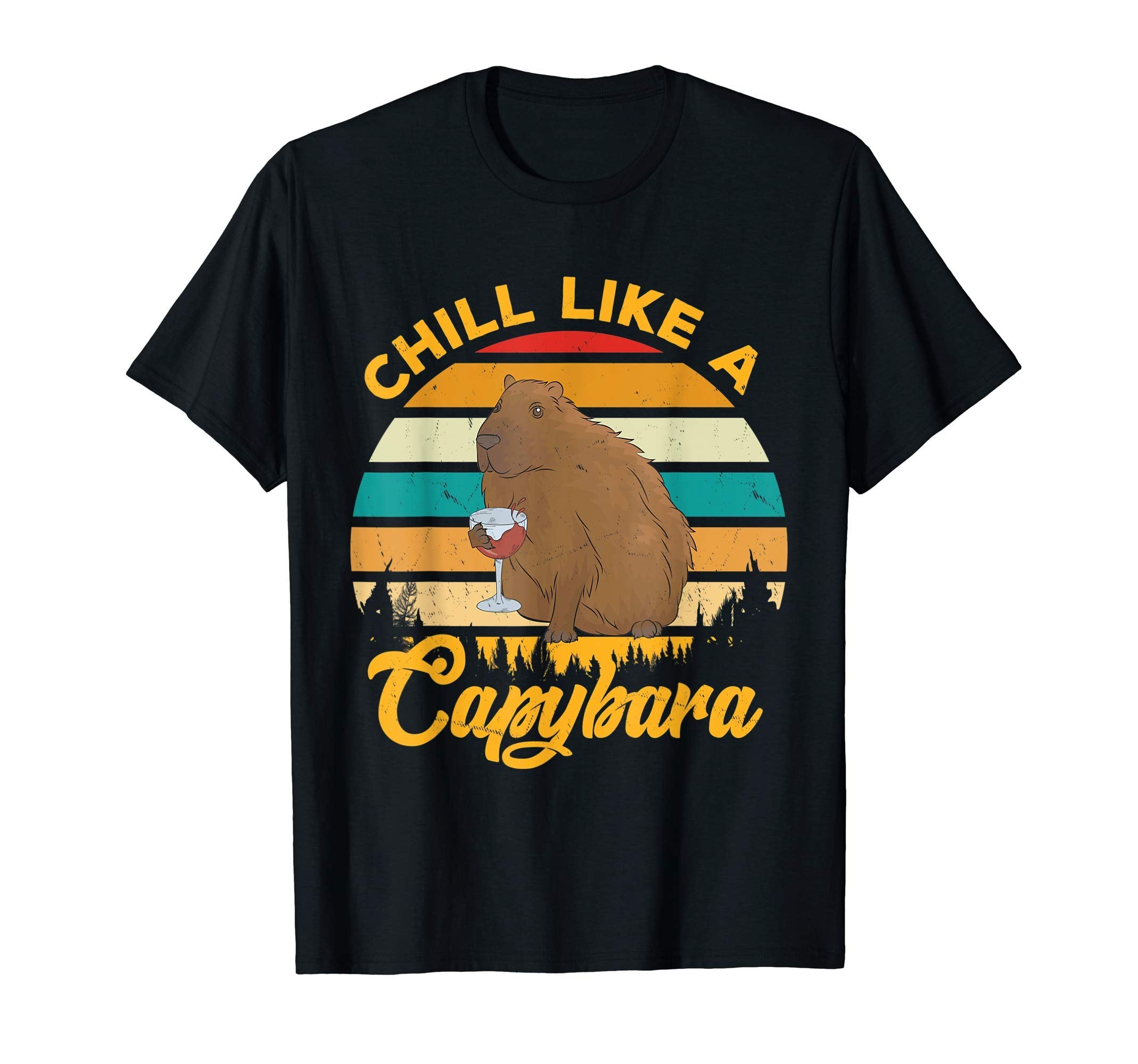 Sunset Chill Like Capybara T-Shirt - Fun Novelty Design for Adults - T-Shirt, Sweatshirt, Hoodie