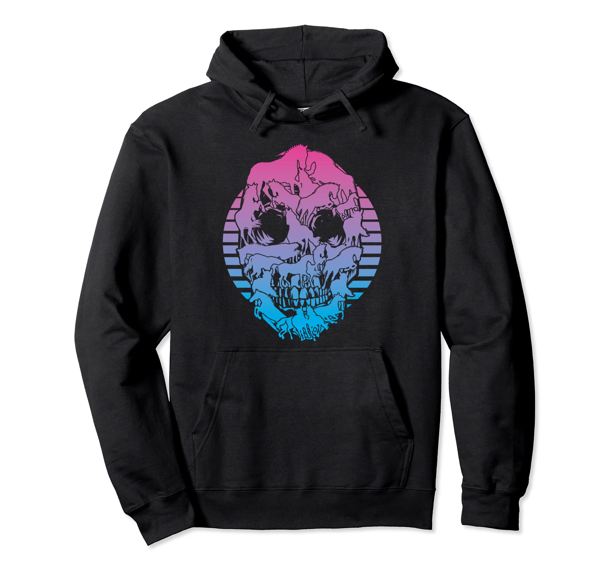 Horses Vaporwave Aesthetic Hoodie - Graphic Print for Adults - T-Shirt, Sweatshirt, Hoodie