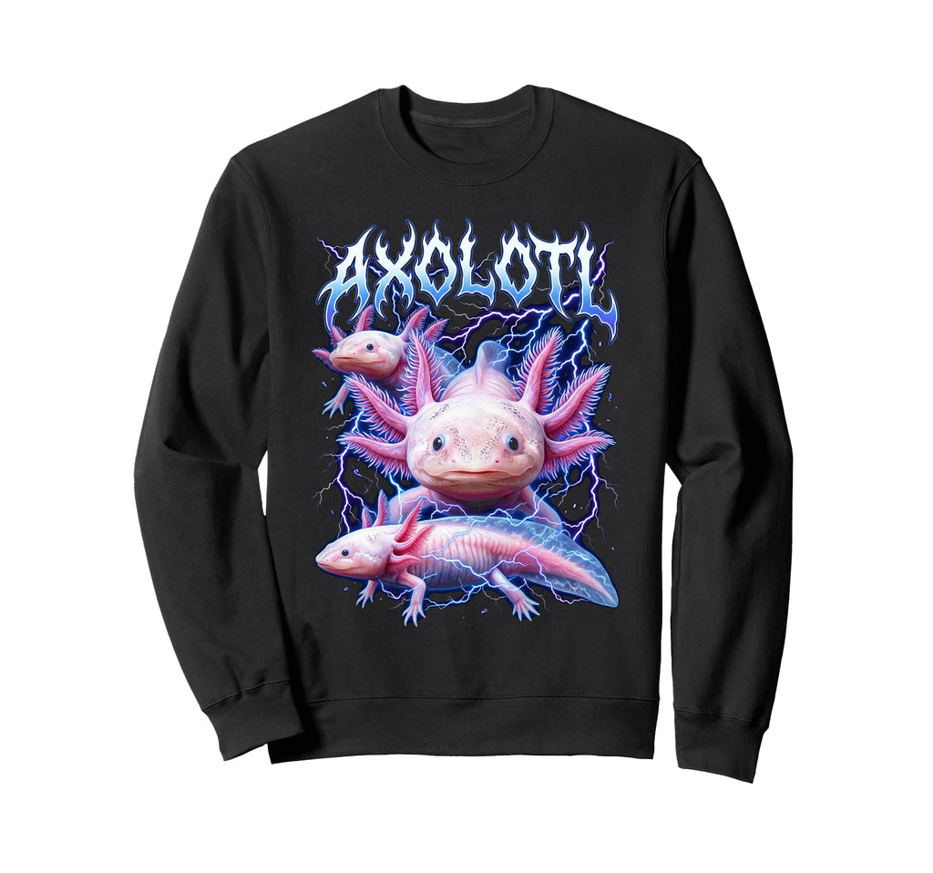 Axolotl 90S Heavy Metal Axolotl Sweatshirt - Streetwear Style for Adults - T-Shirt, Sweatshirt, Hoodie