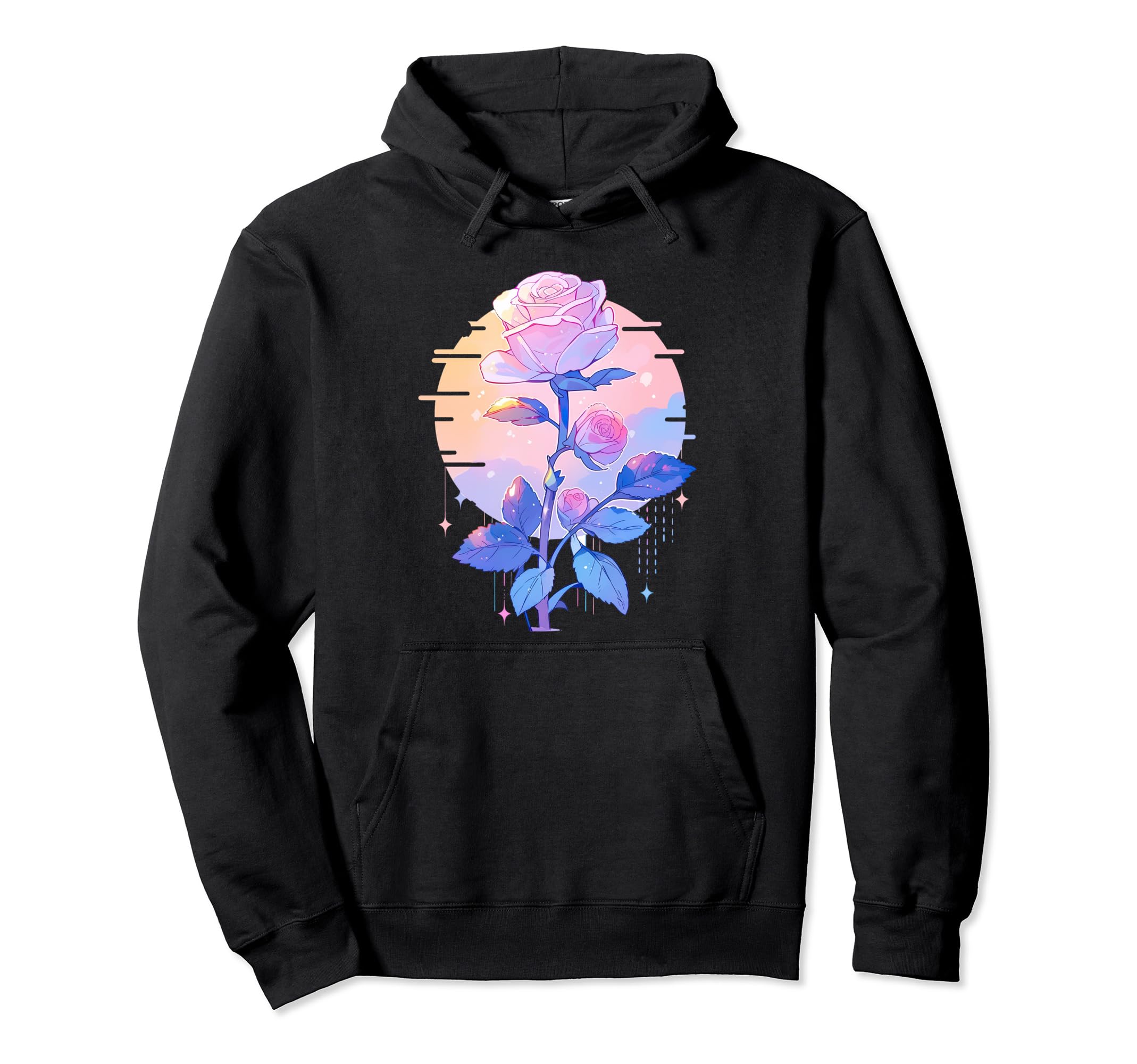 Rose Anime Flower Aesthetic Pastel Hoodie - Custom Art Print for Adults - T-Shirt, Sweatshirt, Hoodie