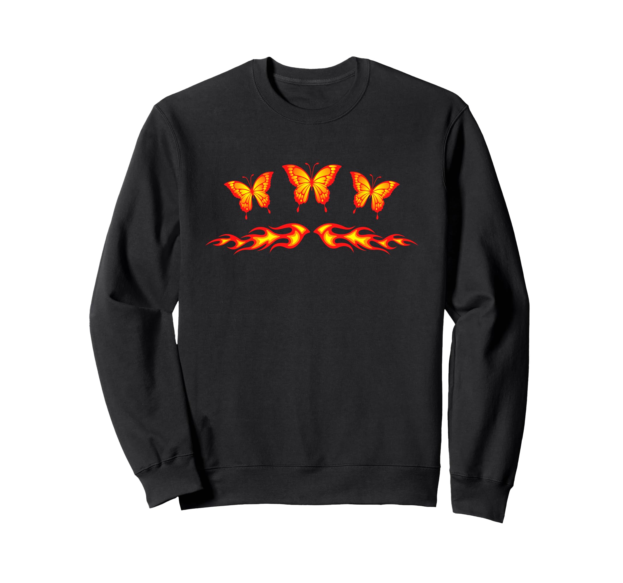 Orange Butterfly Tattoo Tribal Sweatshirt - Aesthetic Graphic for Adults - T-Shirt, Sweatshirt, Hoodie