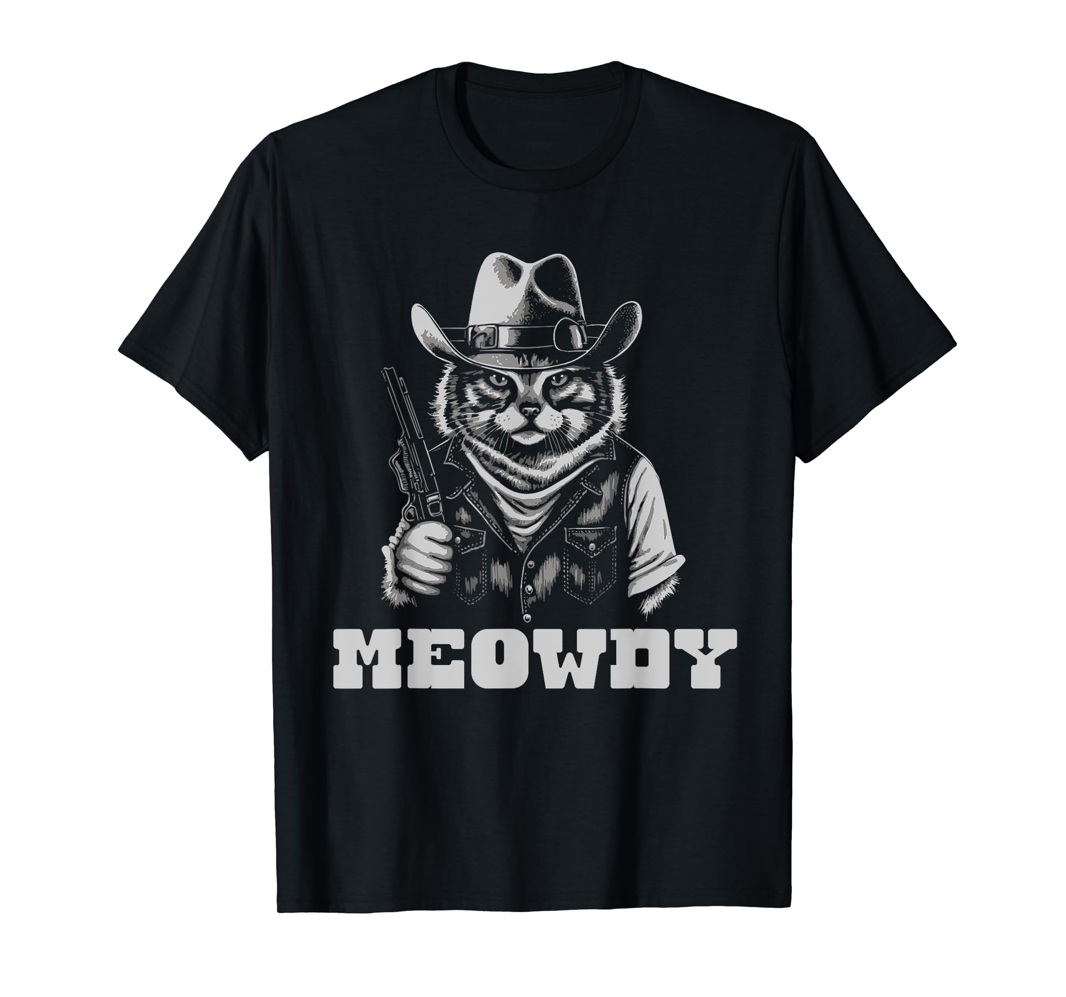 Meowdy Outlaw Funny Country Music Cat T-Shirt - Trendy Graphic for Adults - T-Shirt, Sweatshirt, Hoodie