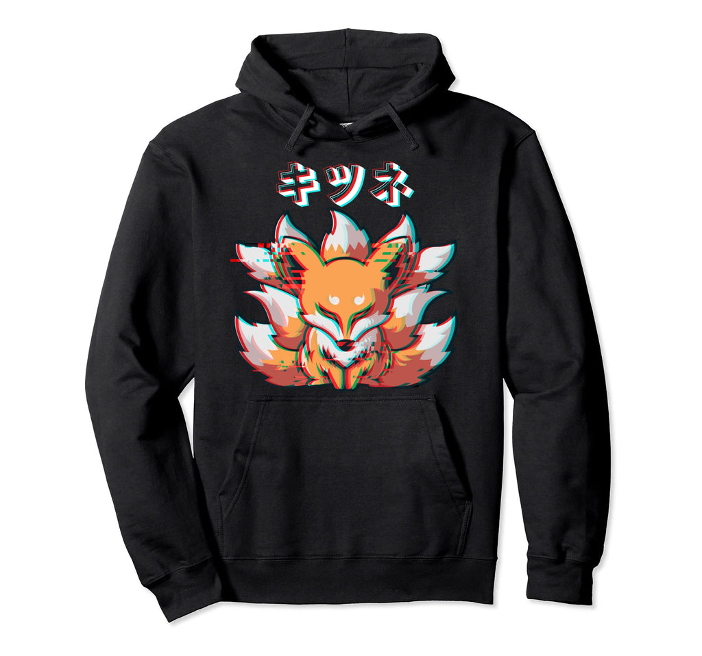 Vaporwave Japan Anime Kitsune Mask Hoodie - Custom Art Print Men Women - T-Shirt, Sweatshirt, Hoodie