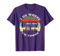 Sunset Camping Trailer I Go Where T-Shirt - Fun Novelty Design for Adults - T-Shirt, Sweatshirt, Hoodie