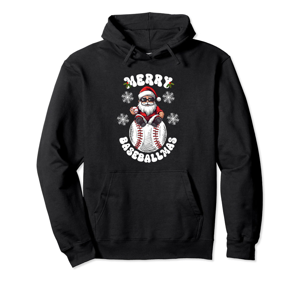 Baseball Pitcher Catcher Holiday Santa Hoodie - Custom Art Print Unisex - T-Shirt, Sweatshirt, Hoodie