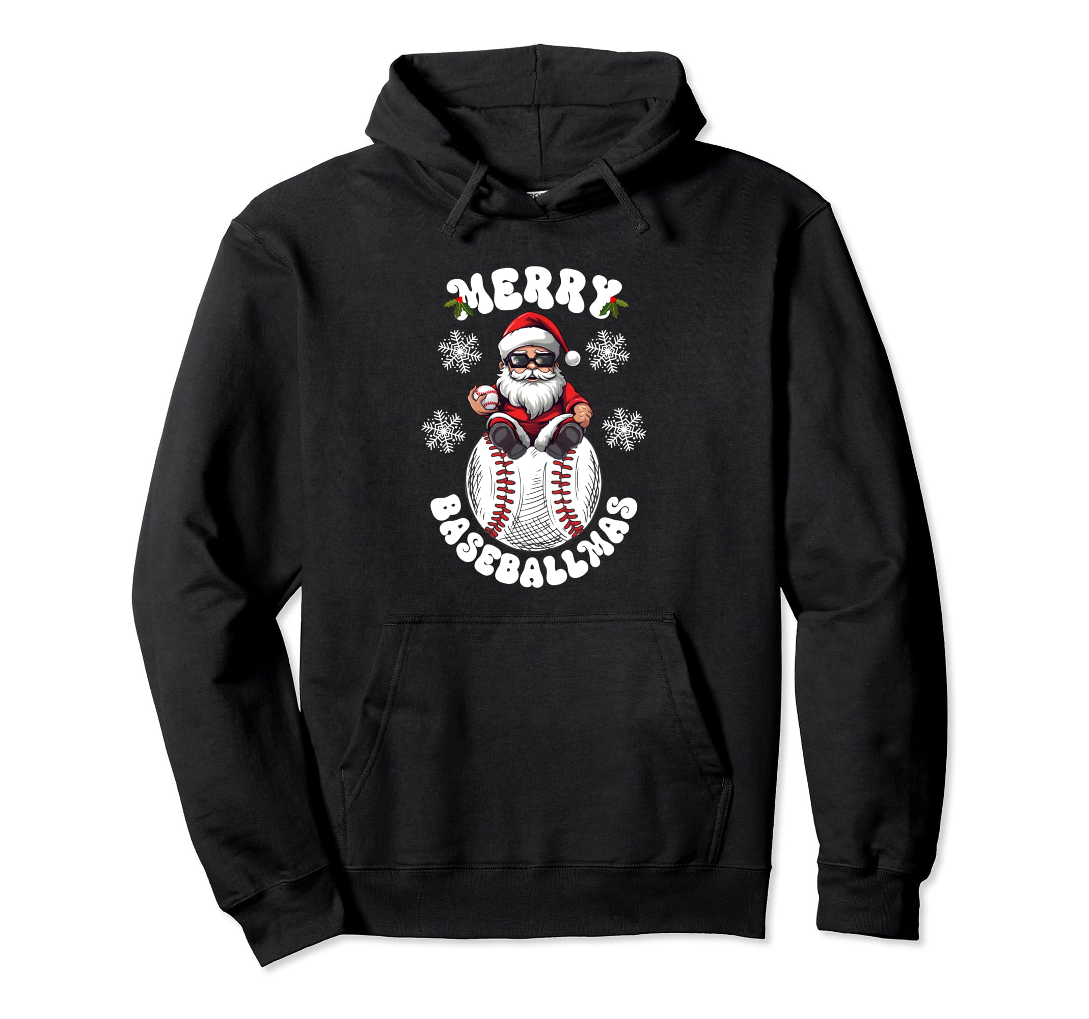 Baseball Pitcher Catcher Holiday Santa Hoodie - Custom Art Print Unisex - T-Shirt, Sweatshirt, Hoodie