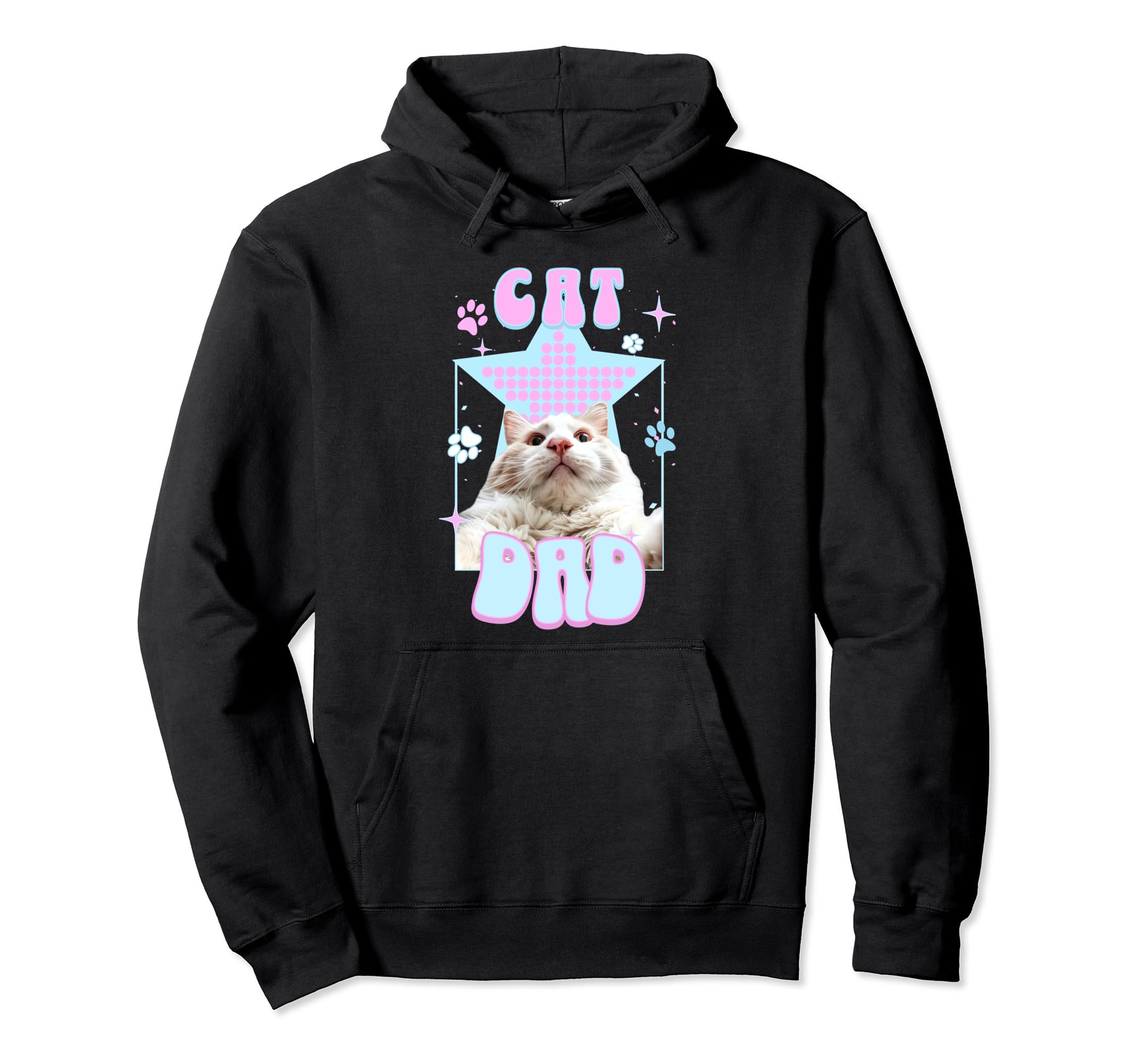 Cat Dad Y2K Harajuku Aesthetic Fur Hoodie - Fun Novelty Design Men Women - T-Shirt, Sweatshirt, Hoodie