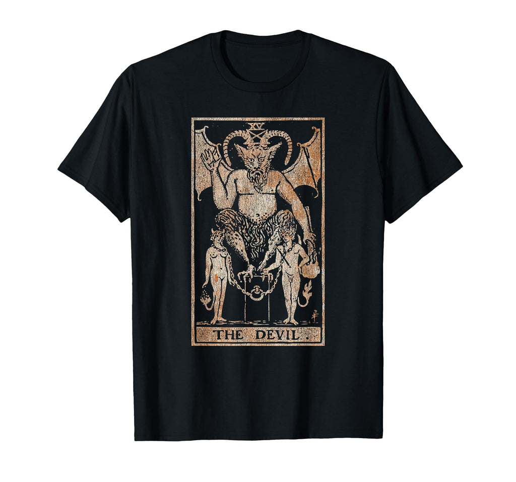 Devil Tarot Card Distressed Occult T-Shirt - Fun Novelty Design Men Women - T-Shirt, Sweatshirt, Hoodie