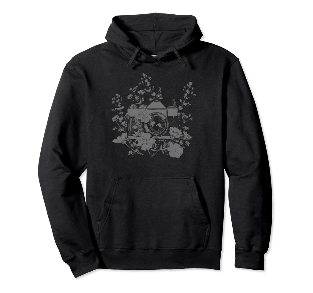 Photographer Camera Flowers Hoodie - Casual Everyday Wear Men Women - T-Shirt, Sweatshirt, Hoodie