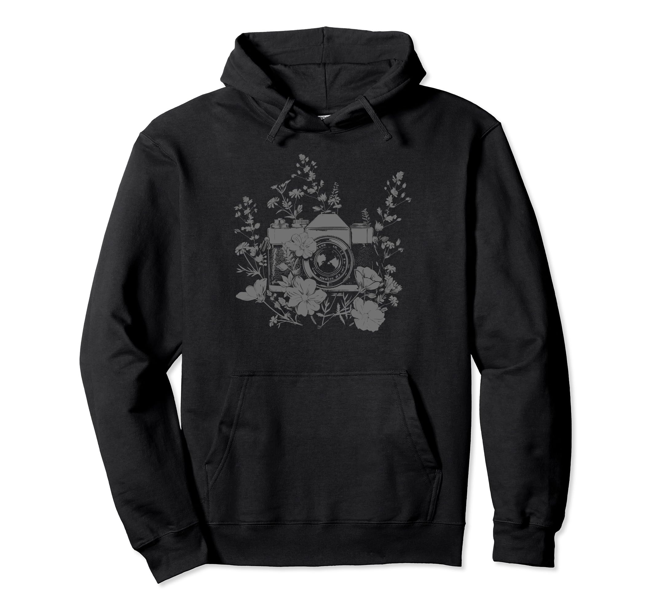 Photographer Camera Flowers Hoodie - Casual Everyday Wear Men Women - T-Shirt, Sweatshirt, Hoodie