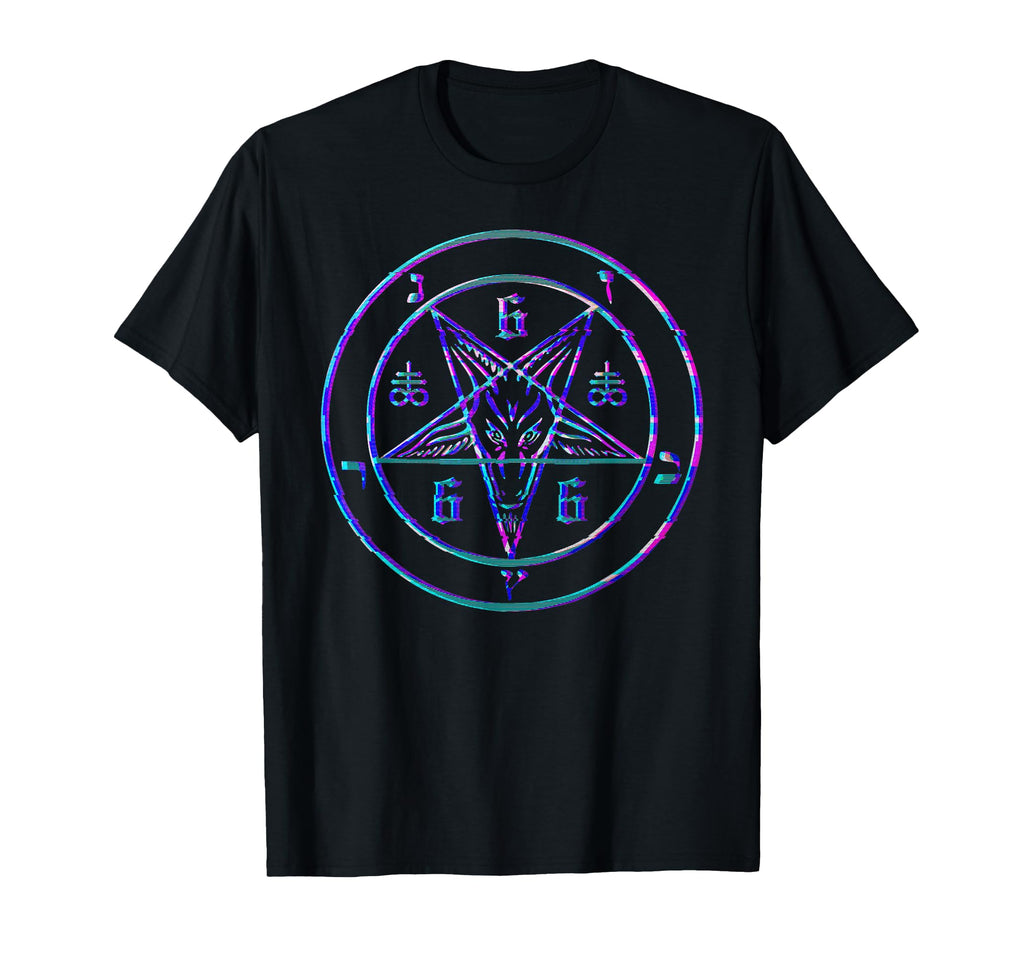 Vaporwave Satanic Pentagram Glitch T-Shirt - Aesthetic Graphic Men Women - T-Shirt, Sweatshirt, Hoodie