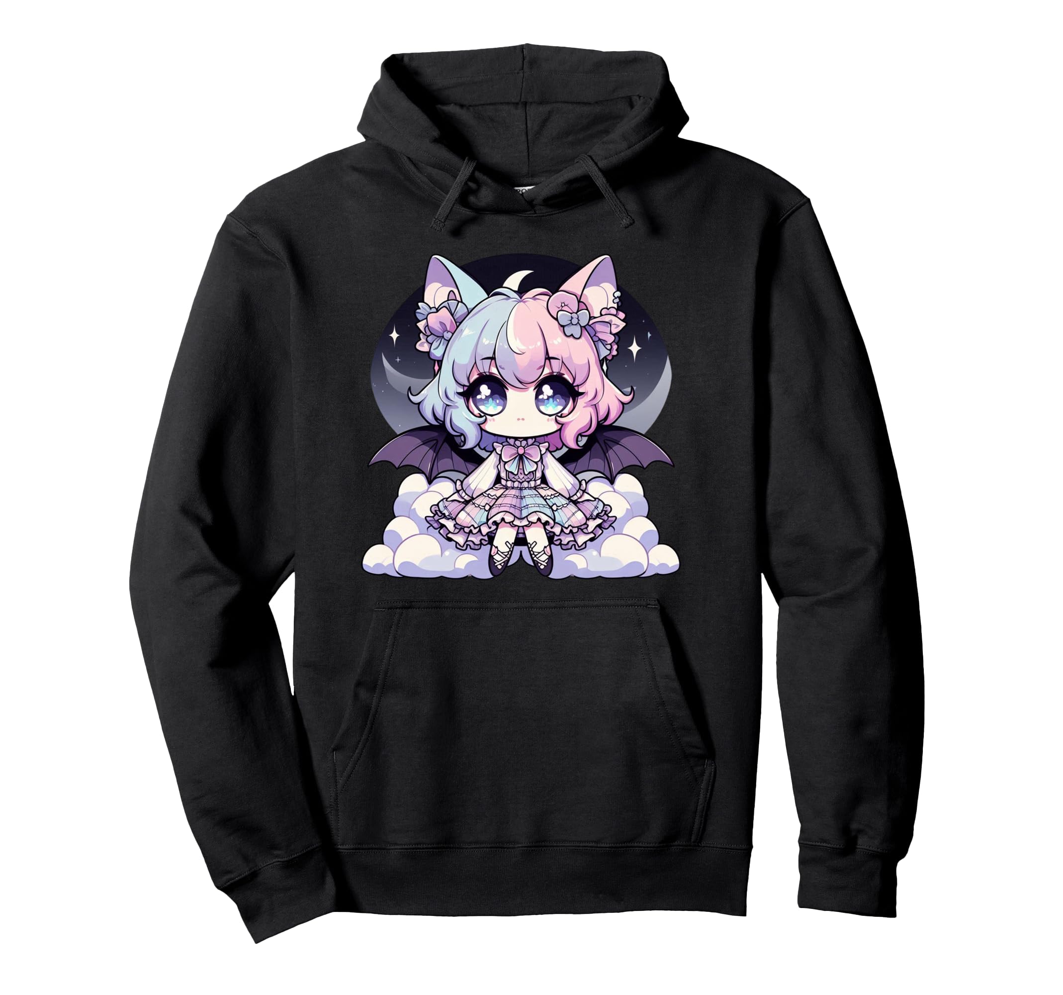 Kawaii Pastel Goth Creepy Anime Moon Hoodie - Trendy Graphic for Adults - T-Shirt, Sweatshirt, Hoodie