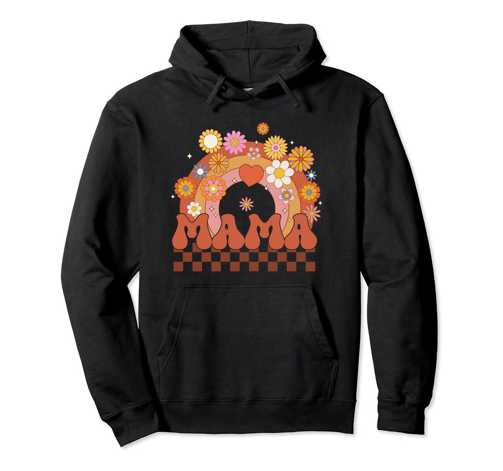 Checkered Groovy Mama Wildflowers Boho Hoodie - Custom Art Print Unisex - T-Shirt, Sweatshirt, Hoodie