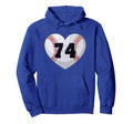 Baseball Number 74 Distressed Heart Hoodie - Minimalist Print for Adults - T-Shirt, Sweatshirt, Hoodie