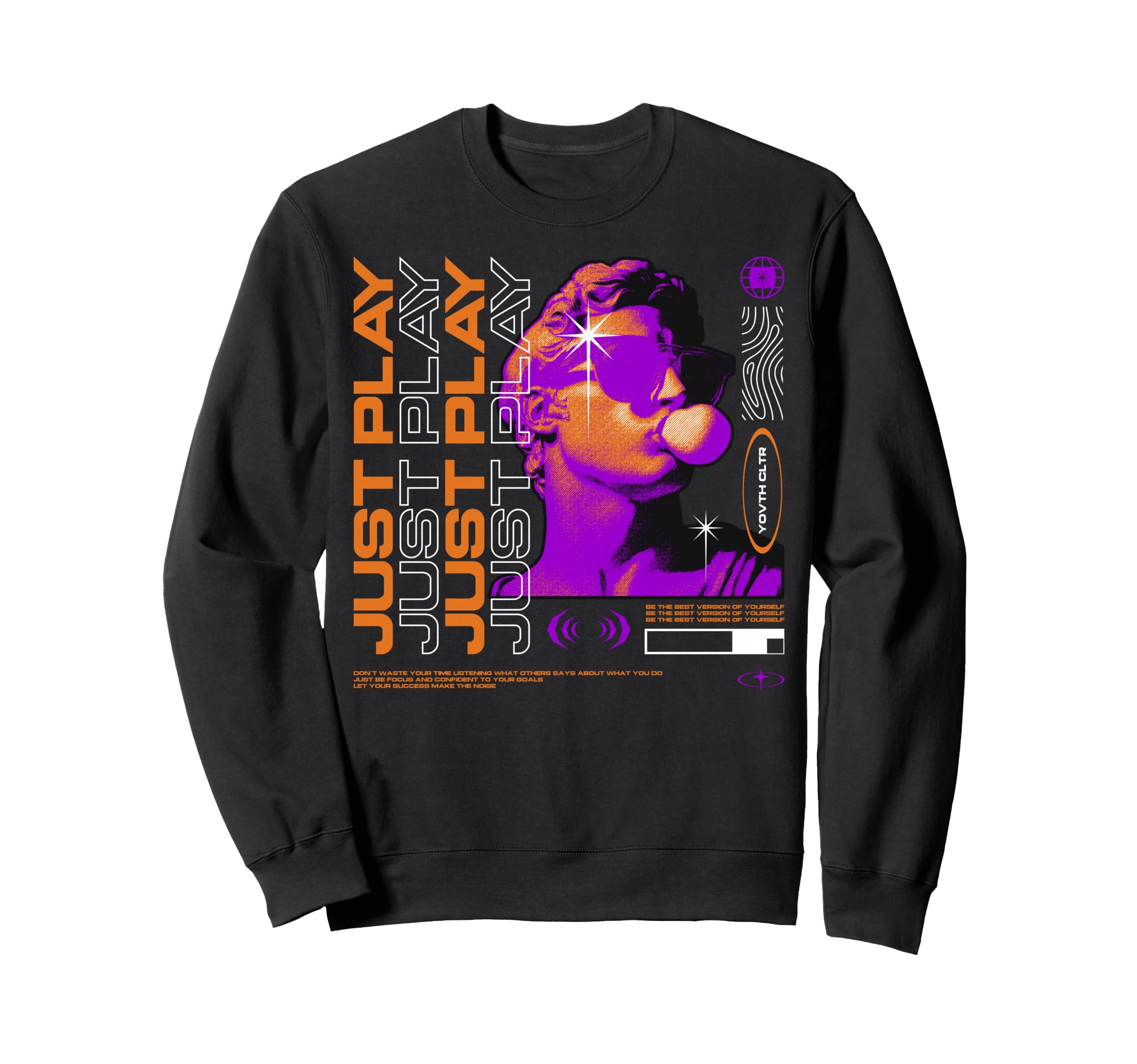 Y2K Just Play Bold Urban Sweatshirt - Casual Everyday Wear for Adults - T-Shirt, Sweatshirt, Hoodie