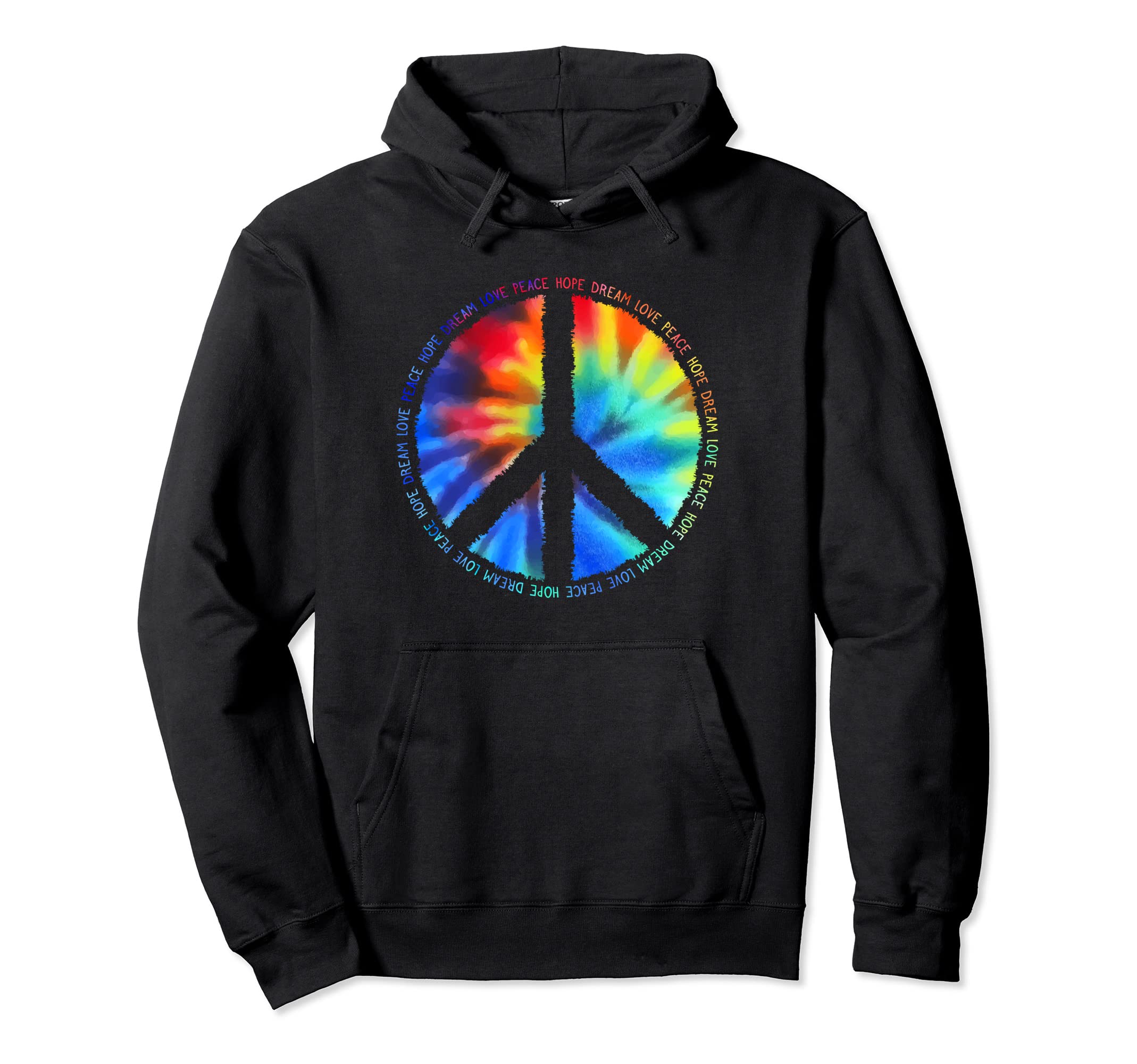 Hope Dream Love Boho Tie Dye Groovy Hoodie - Novelty Apparel for Adults - T-Shirt, Sweatshirt, Hoodie
