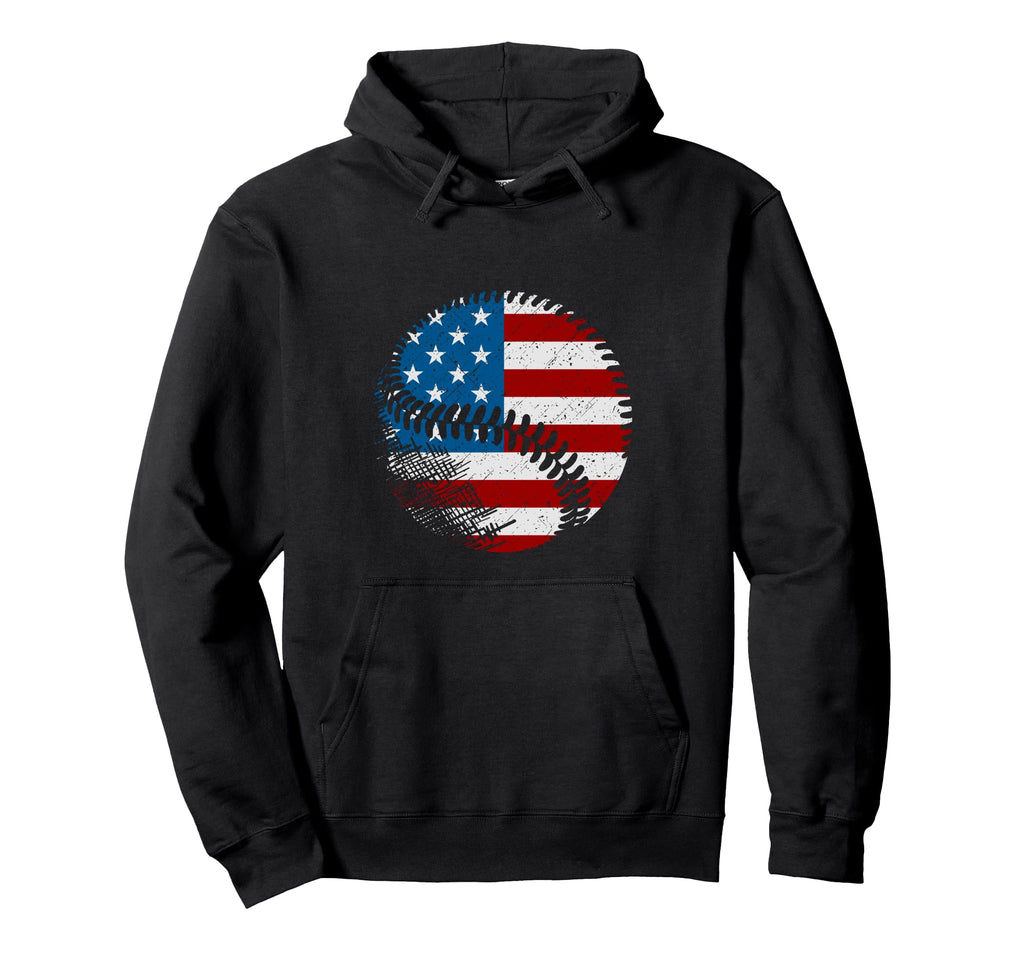American Flag Baseball Baseball Hoodie - Unique Graphic for Adults - T-Shirt, Sweatshirt, Hoodie