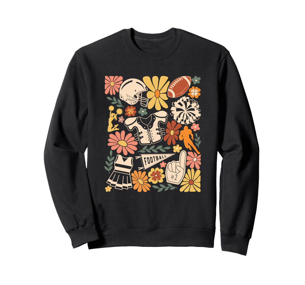 Football Boho Flowers Hippie Floral Sweatshirt - Fun Novelty Design Unisex - T-Shirt, Sweatshirt, Hoodie