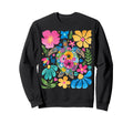 Sea Turtle Boho Summer Floral Groovy Sweatshirt - Aesthetic Graphic Unisex - T-Shirt, Sweatshirt, Hoodie