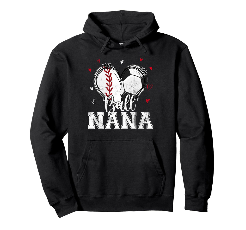 Ball Nana Baseball Soccer Heart Nana Both Hoodie - Minimalist Print Unisex - T-Shirt, Sweatshirt, Hoodie