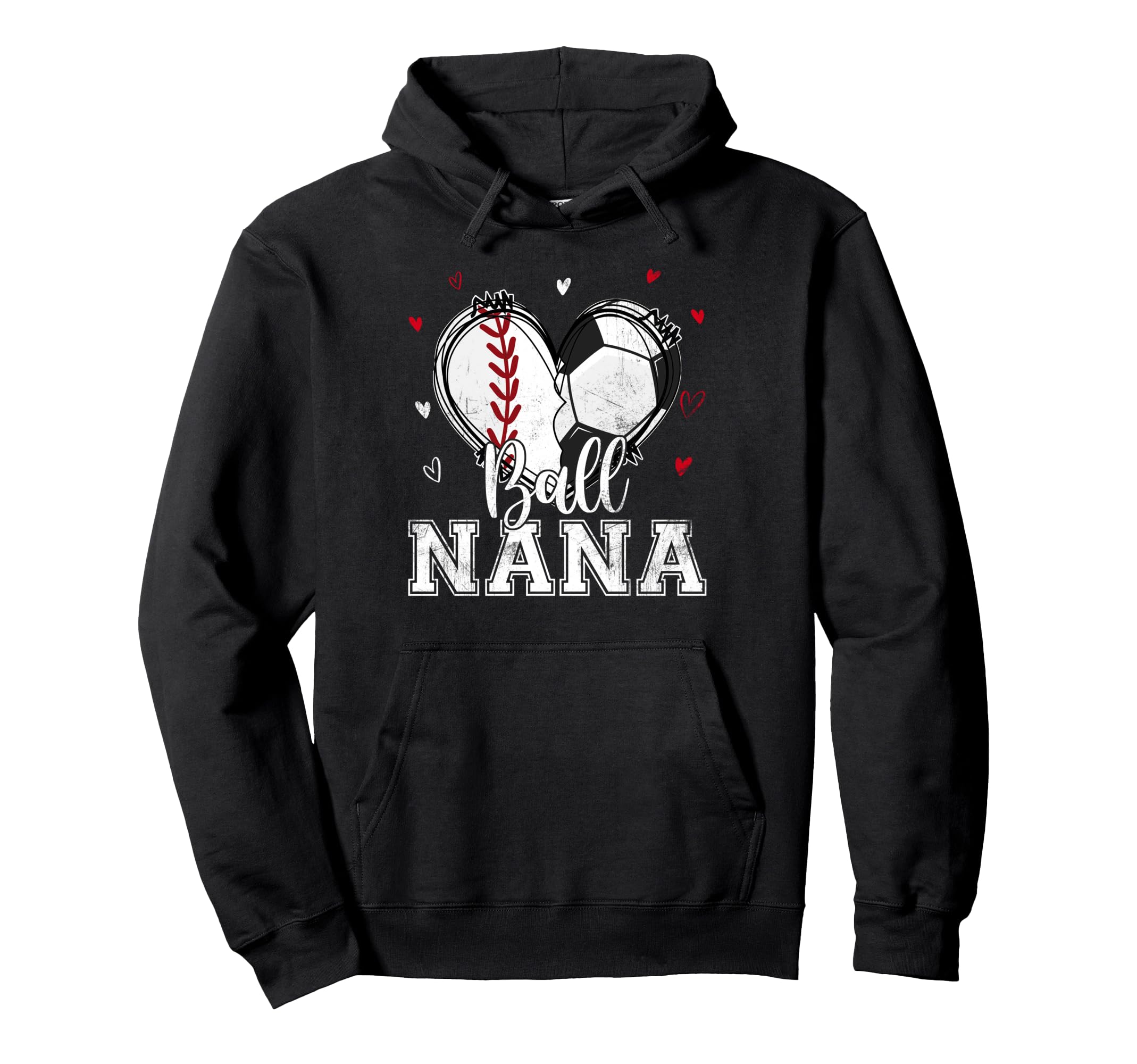 Ball Nana Baseball Soccer Heart Nana Both Hoodie - Minimalist Print Unisex - T-Shirt, Sweatshirt, Hoodie