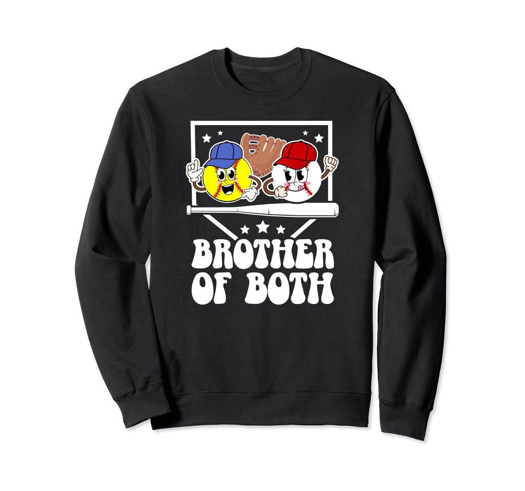 Brother Both Groovy Softball Baseball Sweatshirt - Minimalist Print Unisex - T-Shirt, Sweatshirt, Hoodie